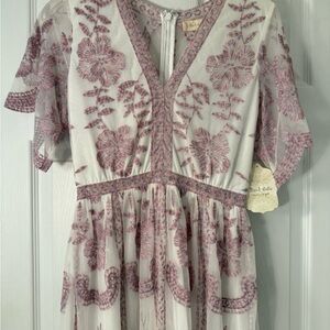 Altar'd State Mauve and Cream Floral Maxi Dress